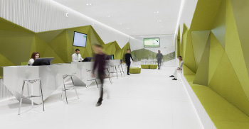 显著绿带设计的银行分行—由广州办公室设计分享