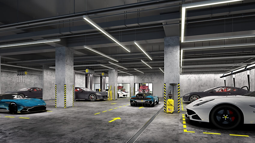 办公设计装饰工程 豪车车间