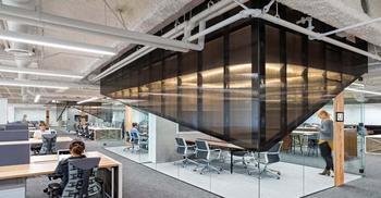 现代简约办公室工程装修蚀刻艺术装置