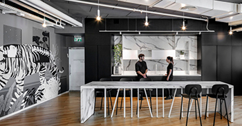 入口处的野性壁画融入设计 极端的图像与经典的单色相平衡