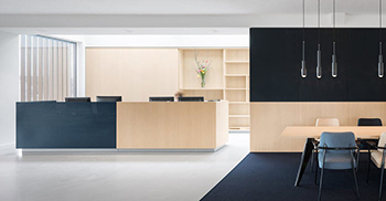 办公室装修设计表面和材料的微妙色彩游戏通过空间连接不同的物体