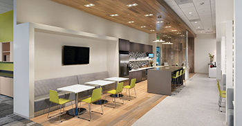 办公空间设计中实现了办公室和舒适空间的充分利用