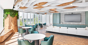 办公室空间设计：图案轮灯的使用使斑驳的光线穿过树枝