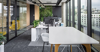 办公室装修设计方案：设计师根据绘制破裂的浮冰来描绘空间的功能划分