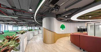 办公室设计装修：空间设计为开放式 带有令人印象深刻的弧形隔断