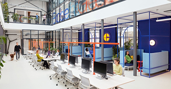 办公室装修设计：天然材料表面和间接光线营造出温暖、舒适的氛围