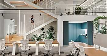 办公楼装修：入口画廊被设计成一个类似于街道的公共空间